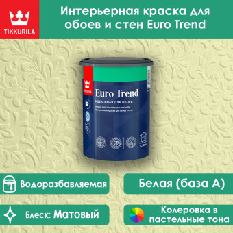 Краска Tikkurila Euro Trend для стен и обоев база А 0.9 л