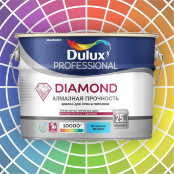 Краска Dulux Diamond Matt для стен и потолков база BW 9 л